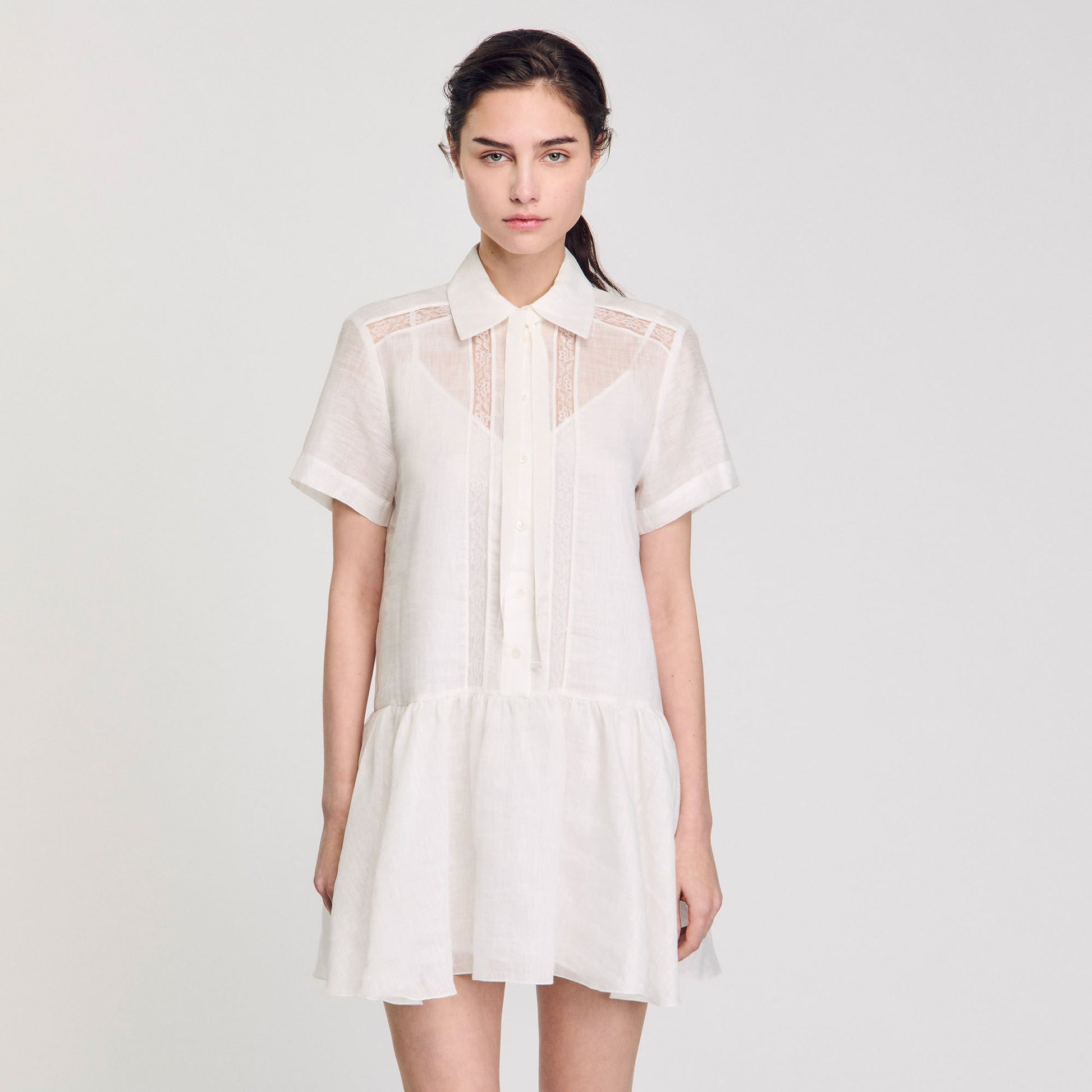 Sandro Mini dress with lace details White