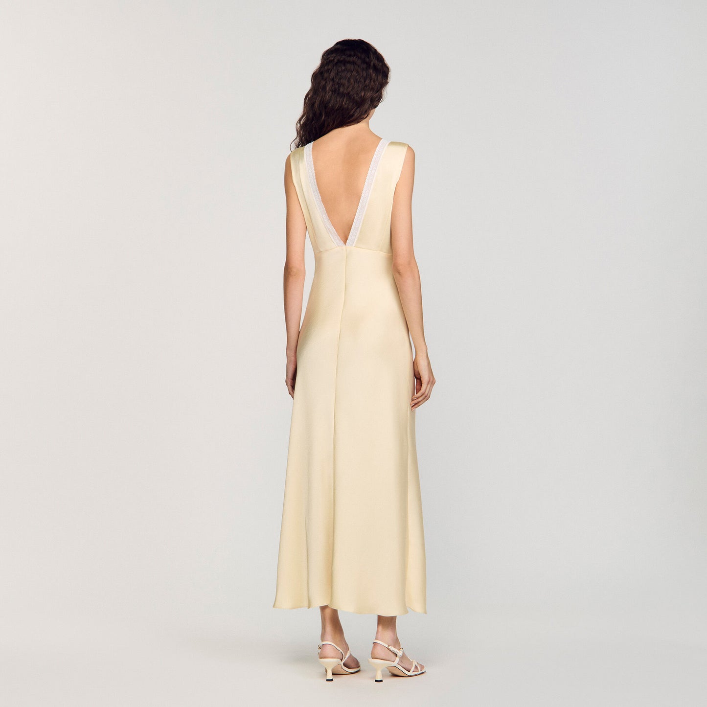 Sandro Satin-effect maxi dress Yellow