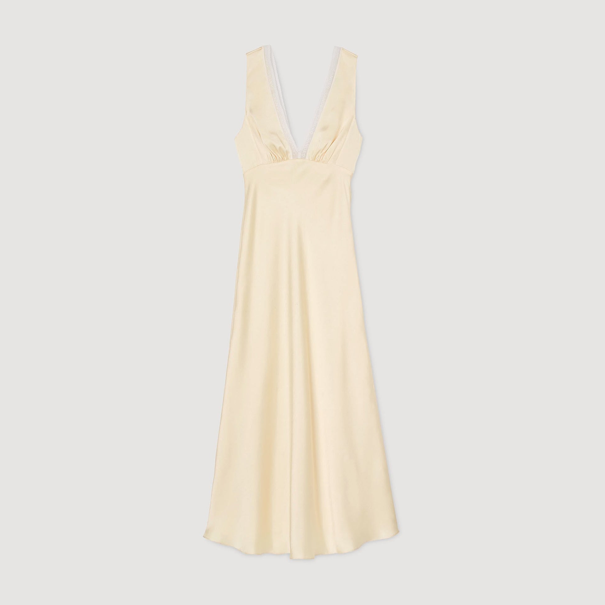 Sandro Satin-effect maxi dress Yellow