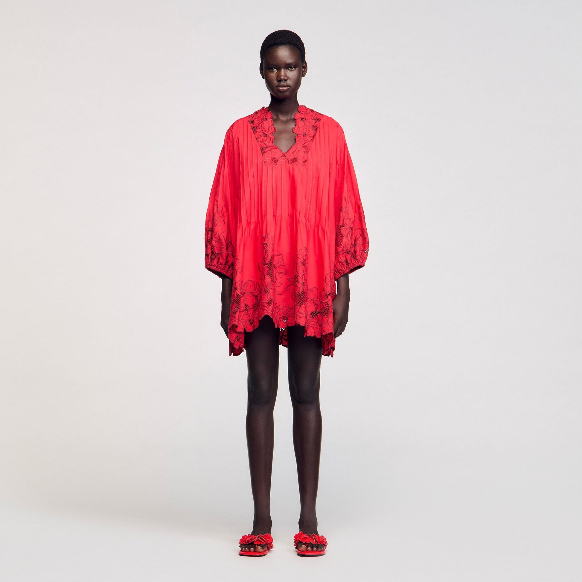 Sandro Mini dress with floral details Red