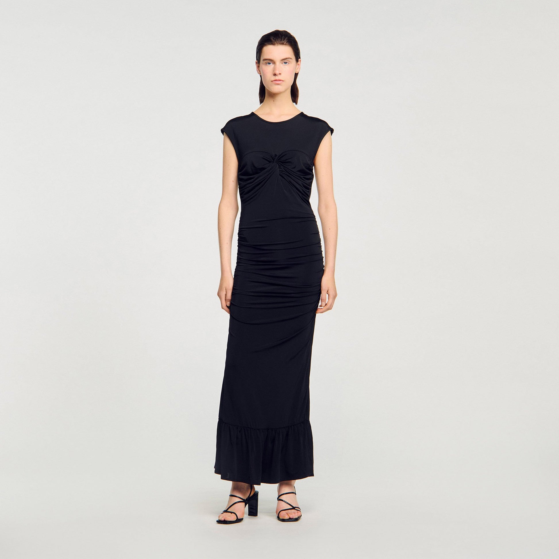 Sandro Draped maxi dress Black