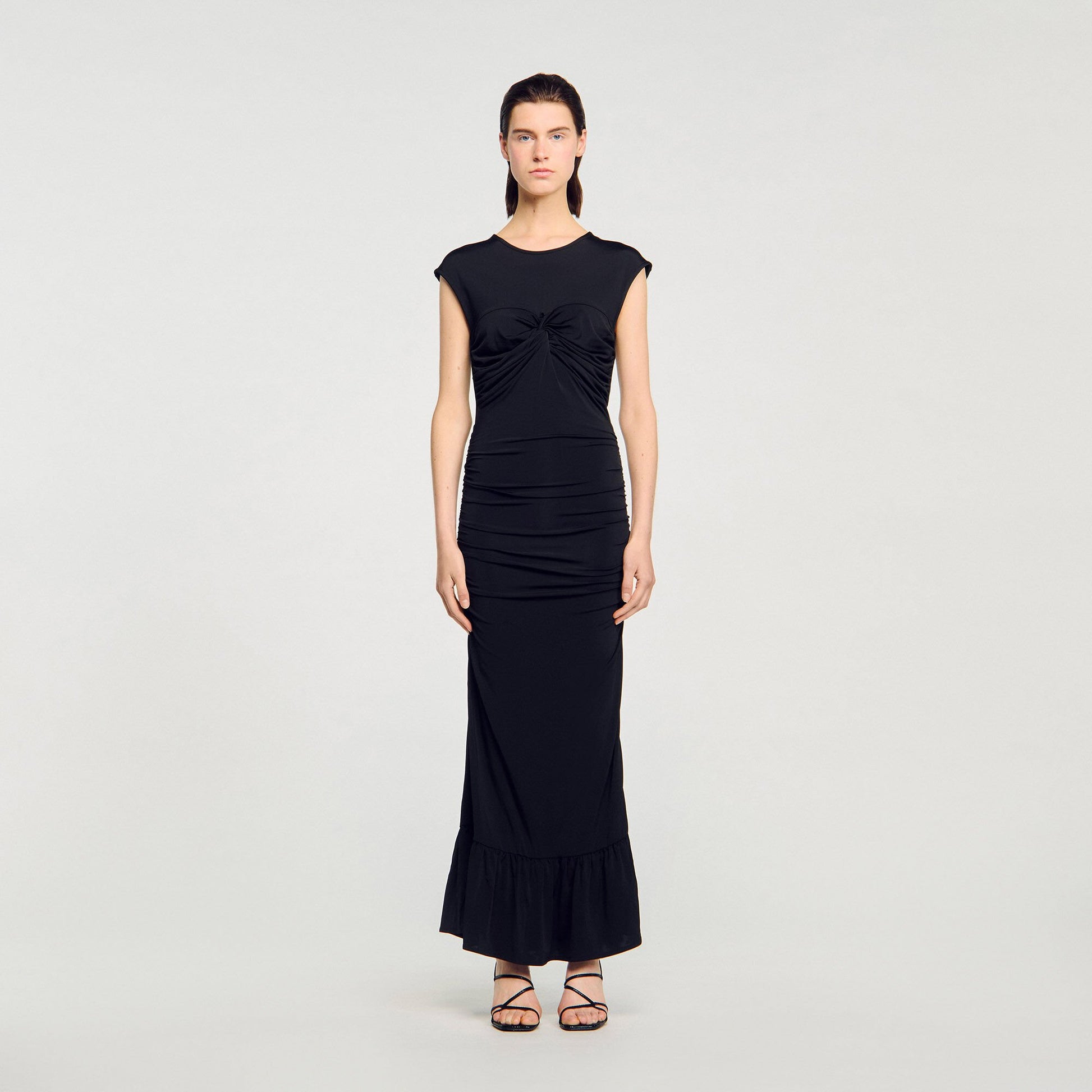 Sandro Draped maxi dress Black
