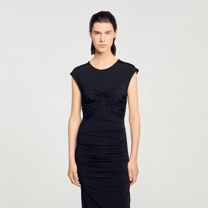 Sandro Draped maxi dress Black
