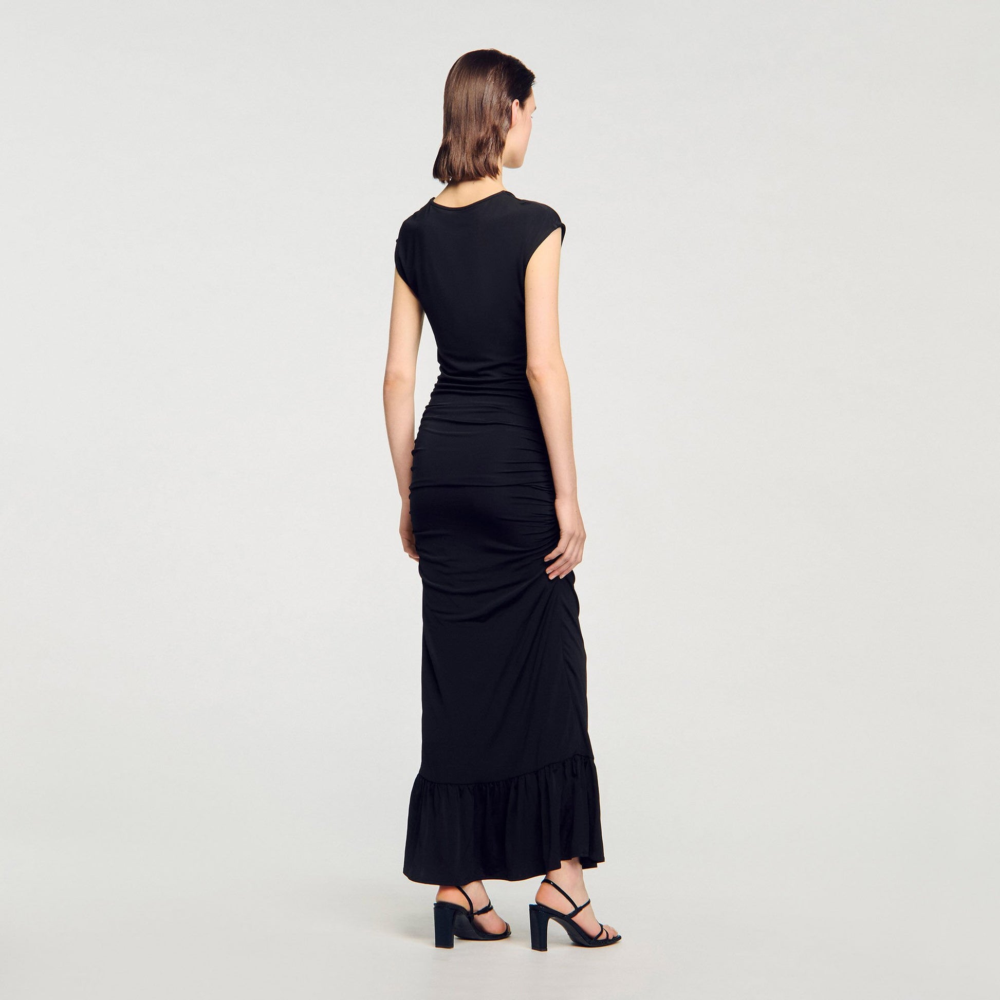 Sandro Draped maxi dress Black