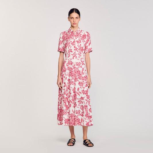 Sandro Floral patterned maxi dress White / Red