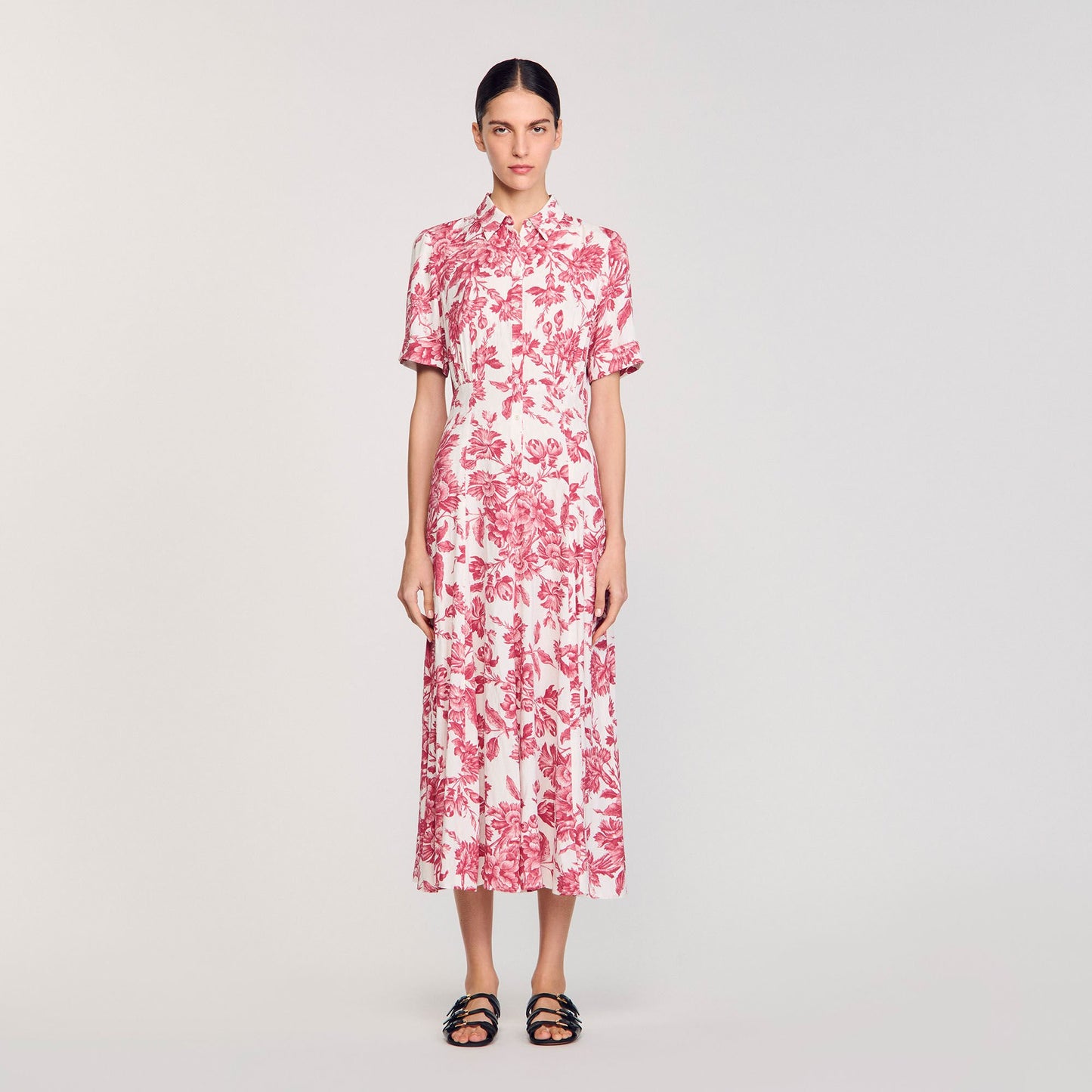 Sandro Floral patterned maxi dress White / Red