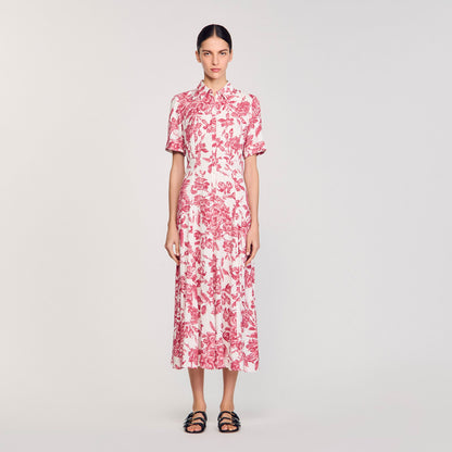 Sandro Floral patterned maxi dress White / Red