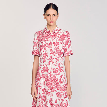 Sandro Floral patterned maxi dress White / Red