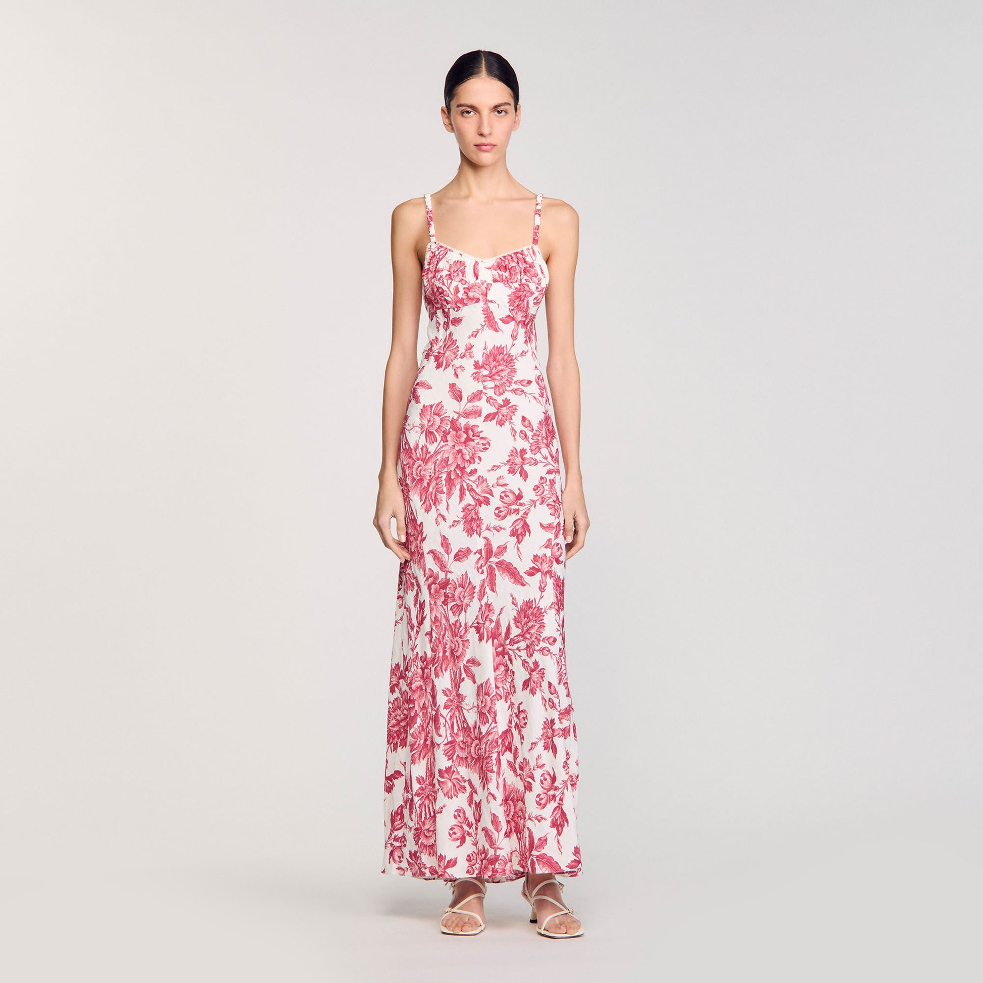 Sandro Floral print maxi dress White / Red