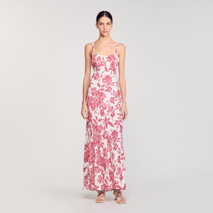 Sandro Floral print maxi dress White / Red