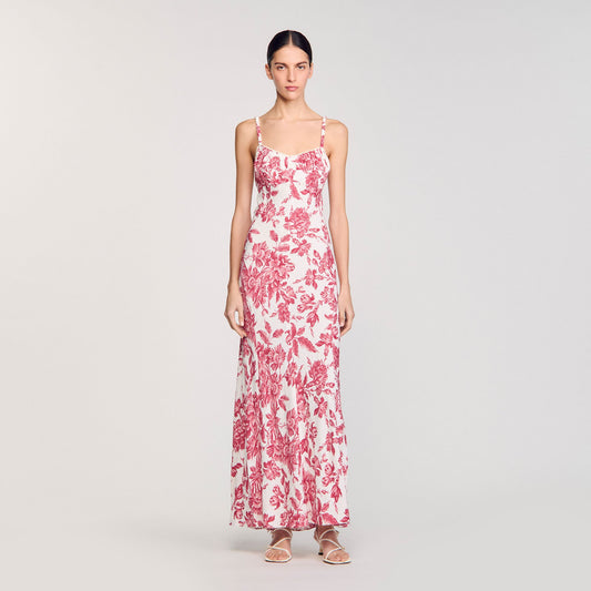 Sandro Floral print maxi dress White / Red