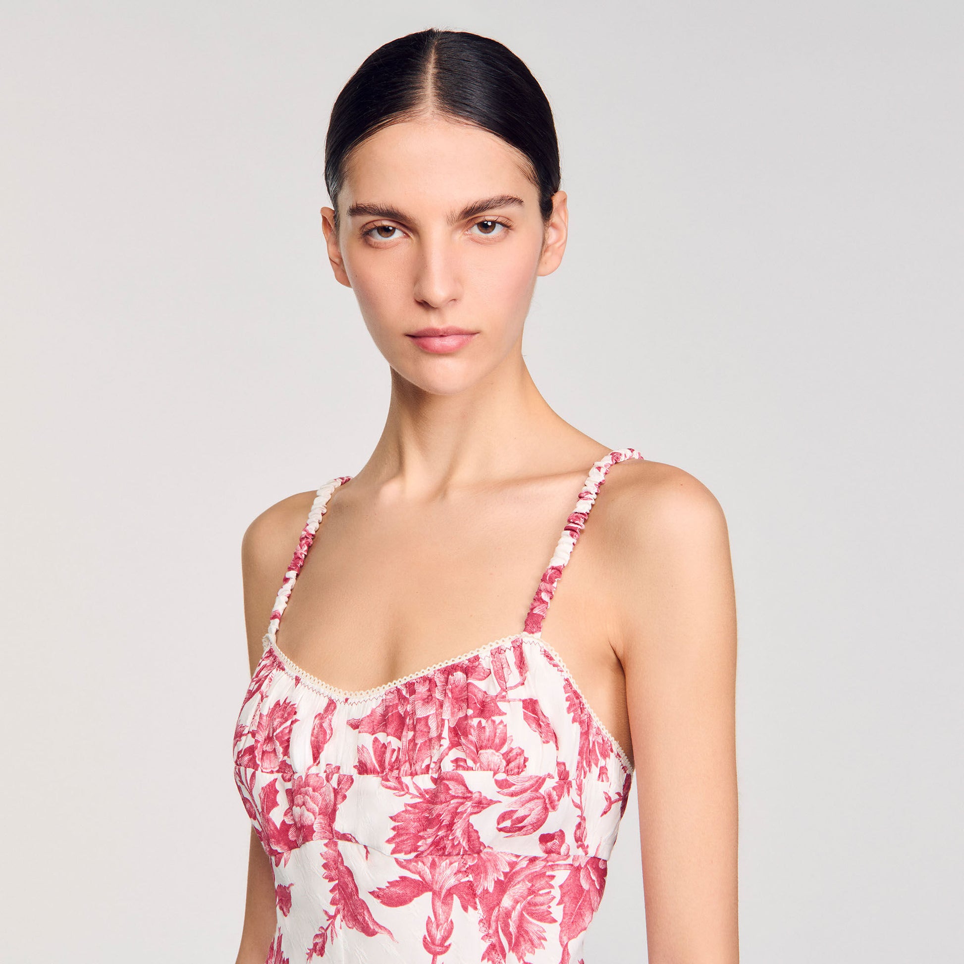 Sandro Floral print maxi dress White / Red