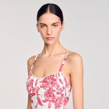 Sandro Floral print maxi dress White / Red