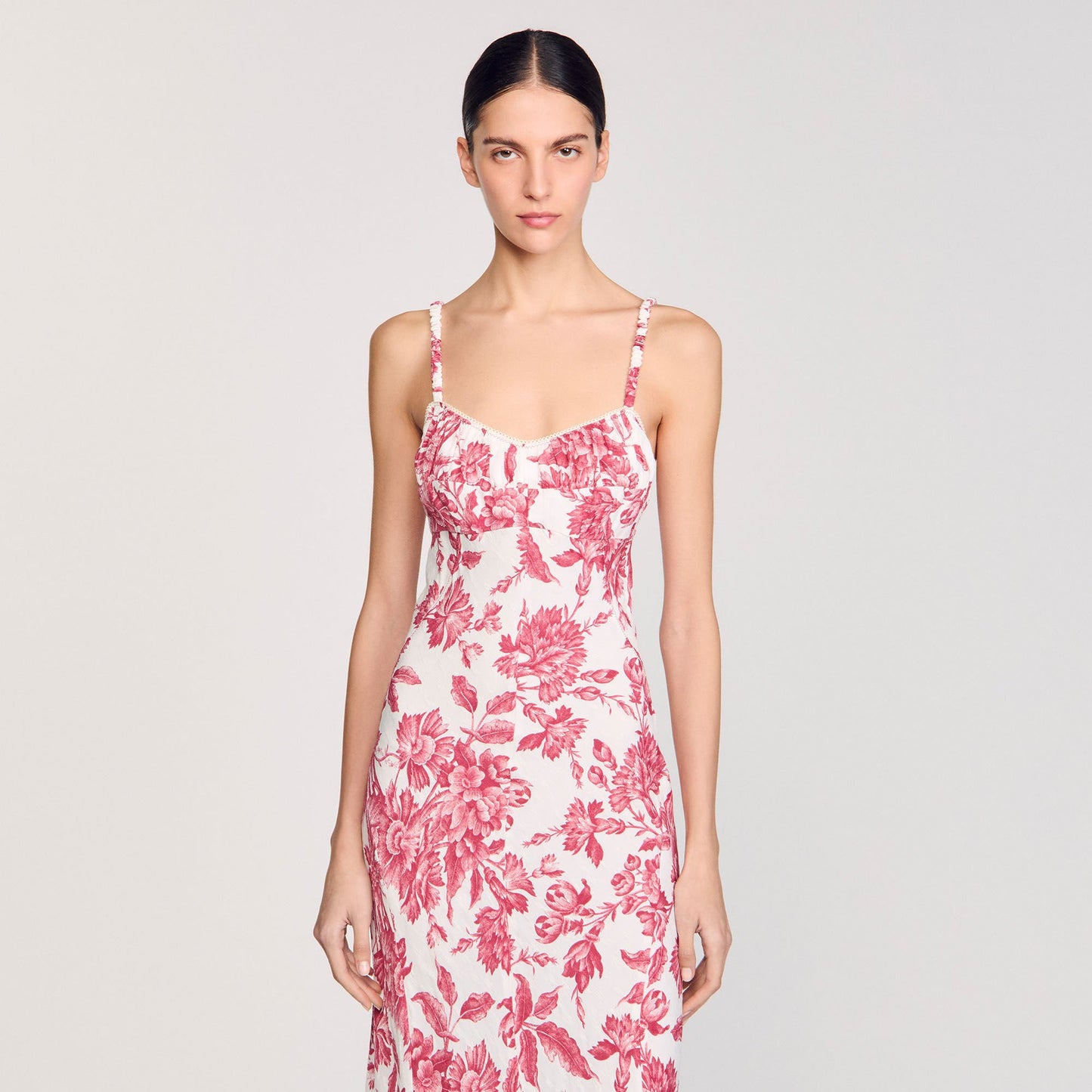 Sandro Floral print maxi dress White / Red