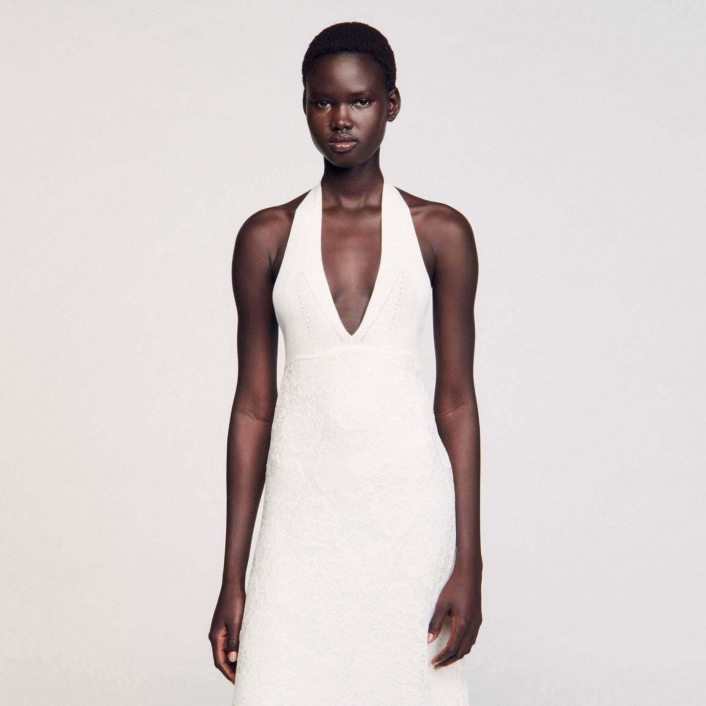 Sandro Maxi knit dress White