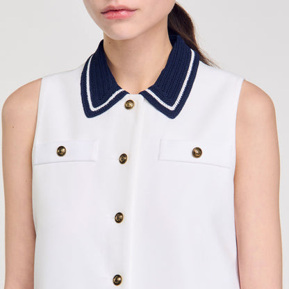 Sandro Mini dress with contrasting collar White