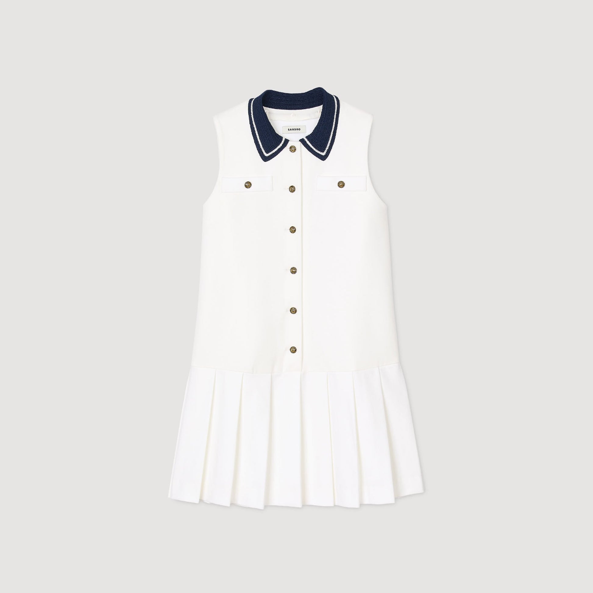 Sandro Mini dress with contrasting collar White