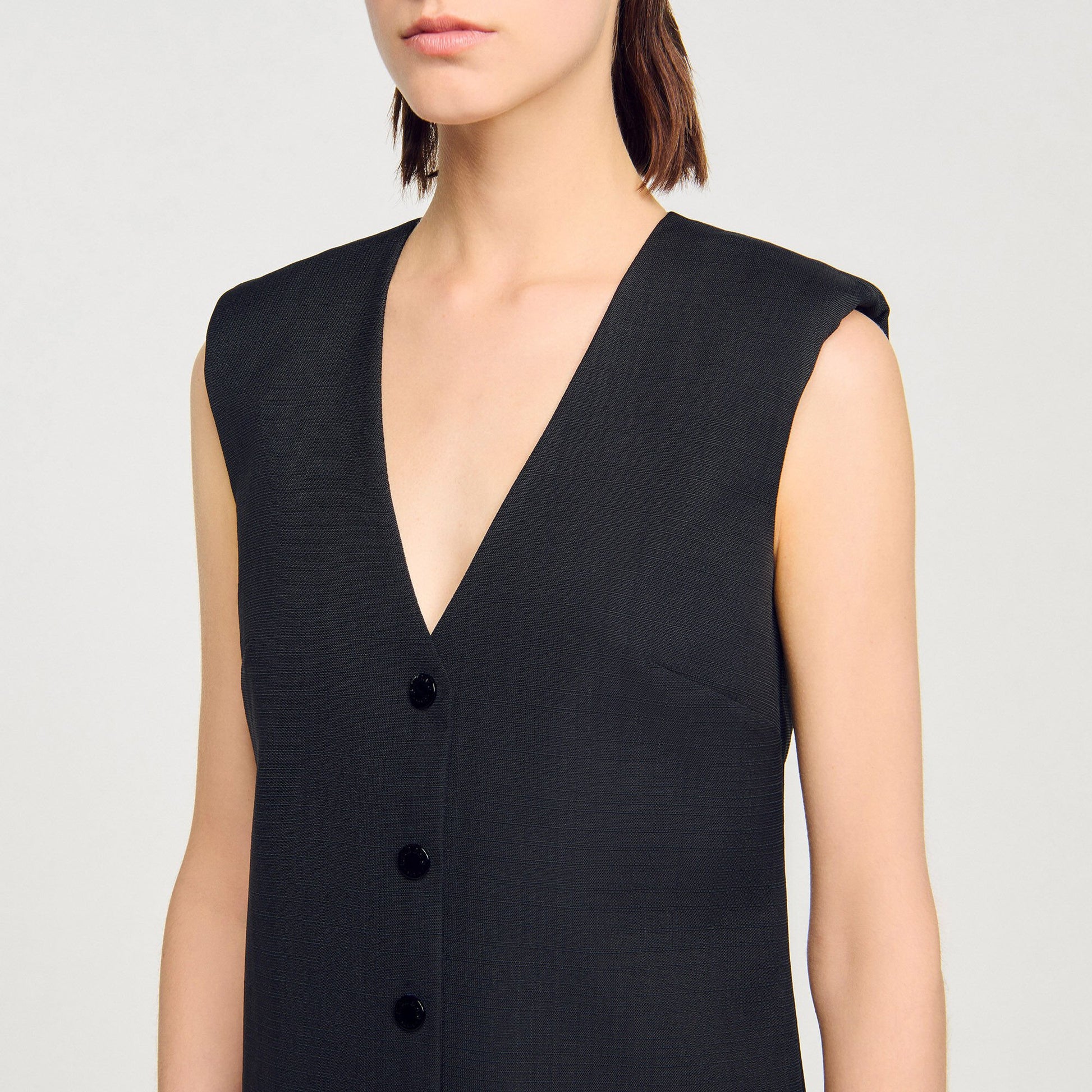 Sandro Mini tailored dress with ruffle Black