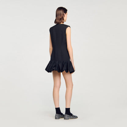 Sandro Mini tailored dress with ruffle Black