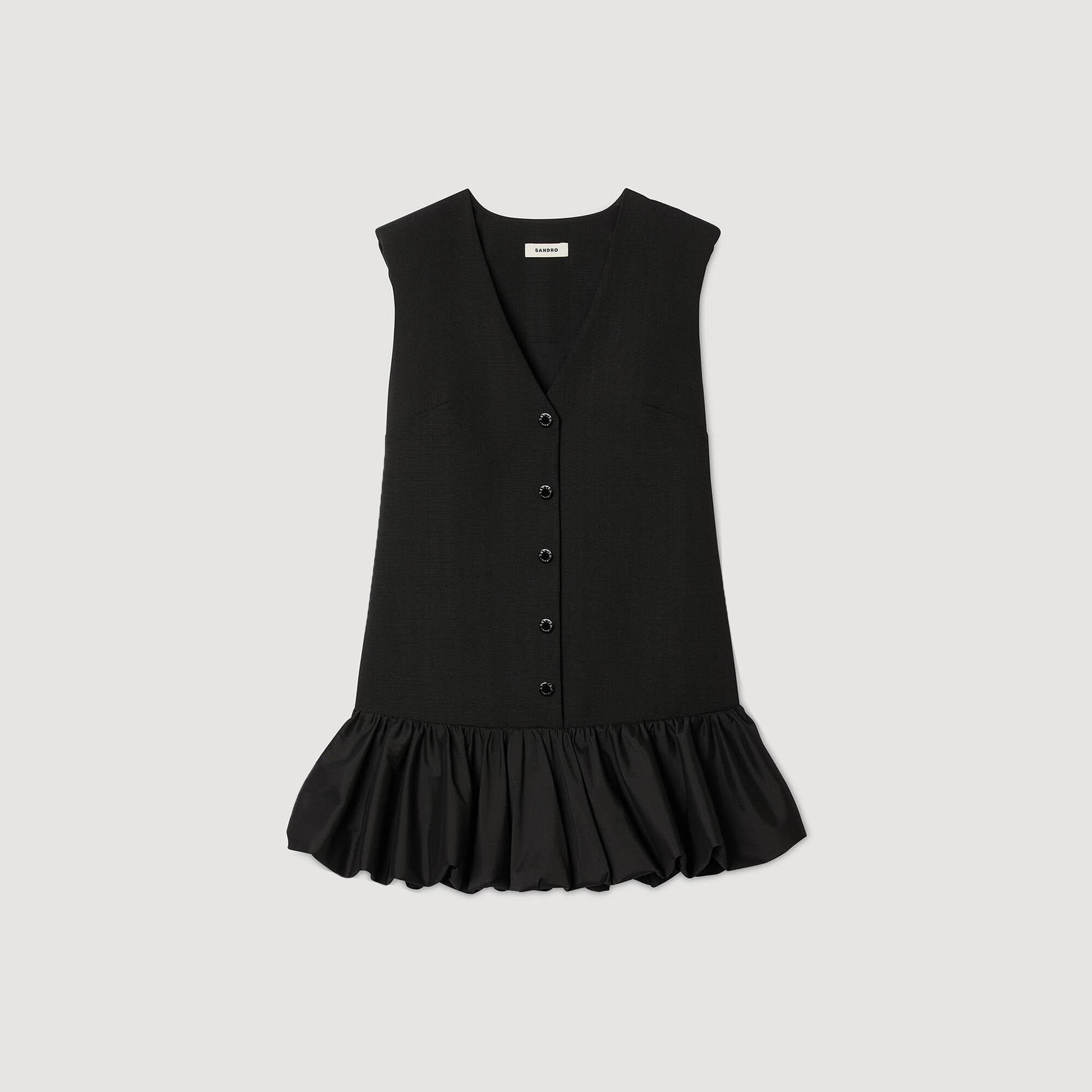 Sandro Mini tailored dress with ruffle Black