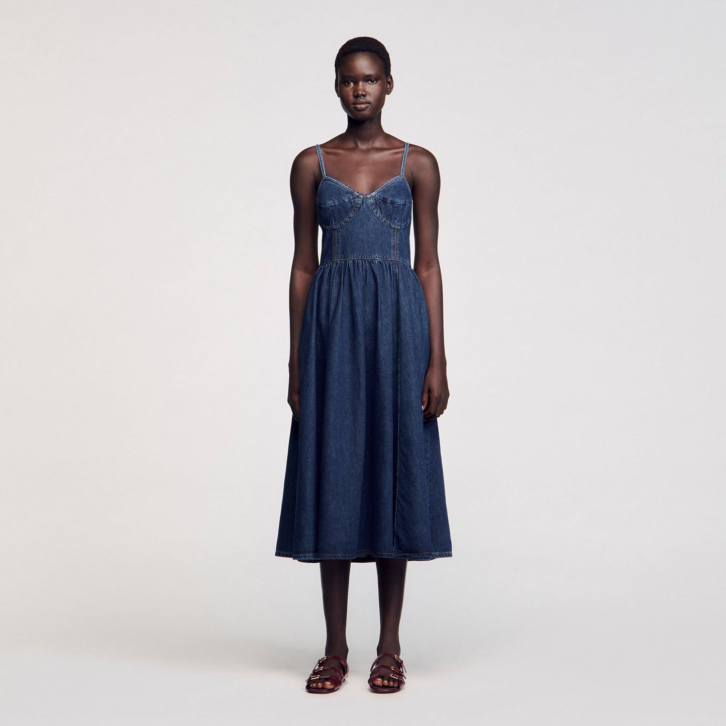 Sandro Midi denim dress Blue Jean