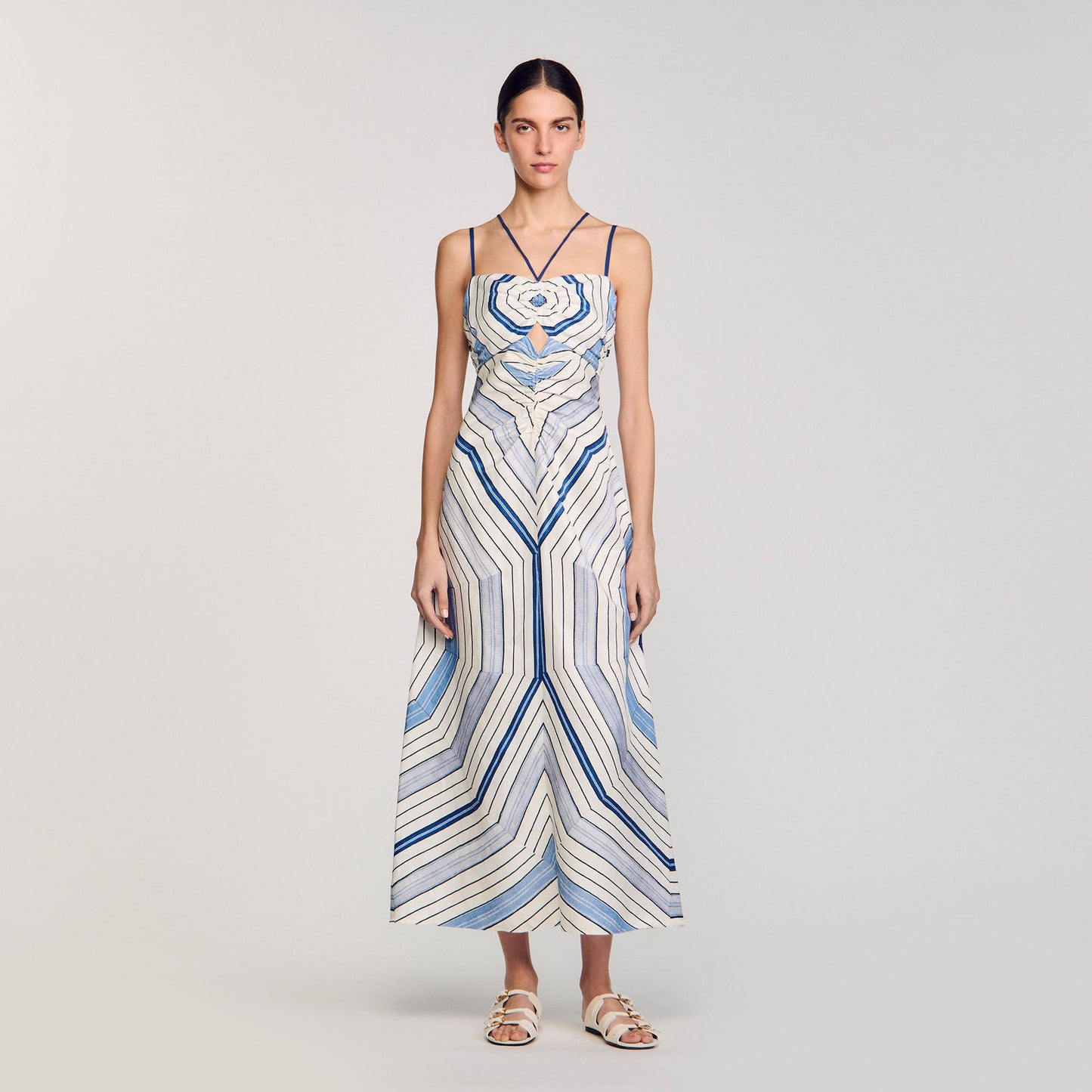 Sandro Spiral-motif maxi dress Sky Blue