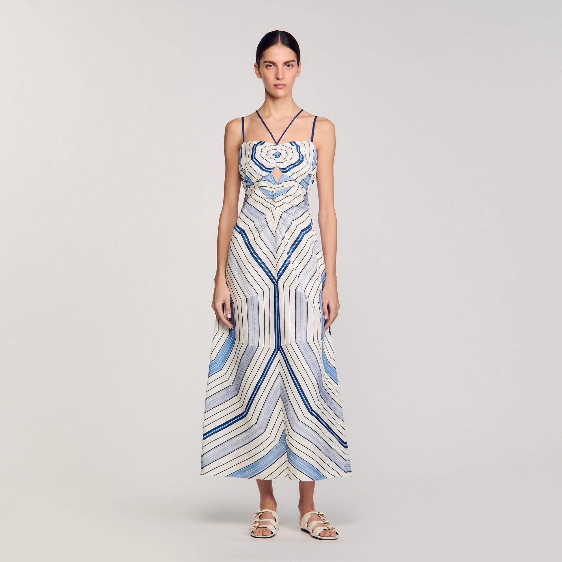 Sandro Spiral-motif maxi dress Sky Blue