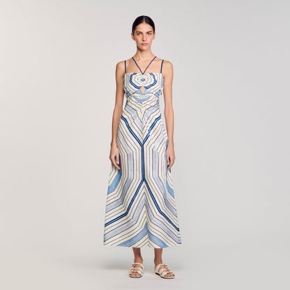 Sandro Spiral-motif maxi dress Sky Blue