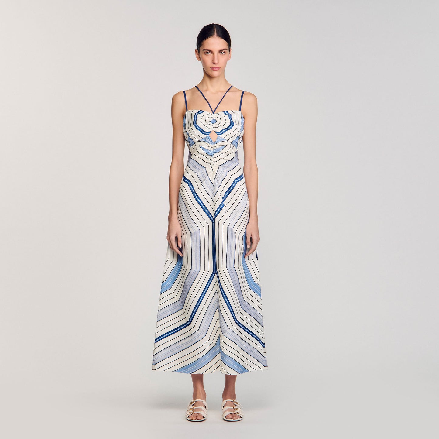 Sandro Spiral-motif maxi dress Sky Blue