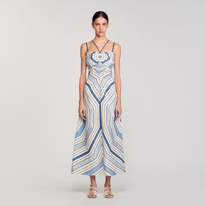 Sandro Spiral-motif maxi dress Sky Blue