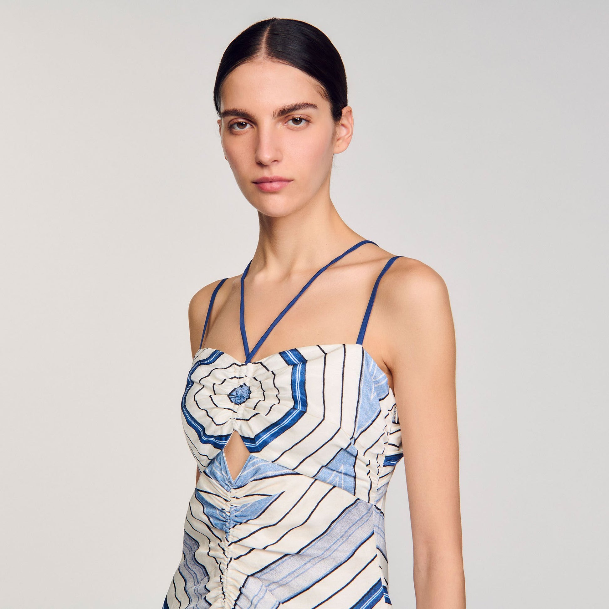 Sandro Spiral-motif maxi dress Sky Blue