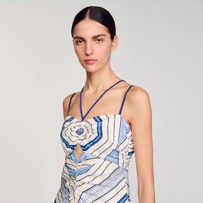 Sandro Spiral-motif maxi dress Sky Blue