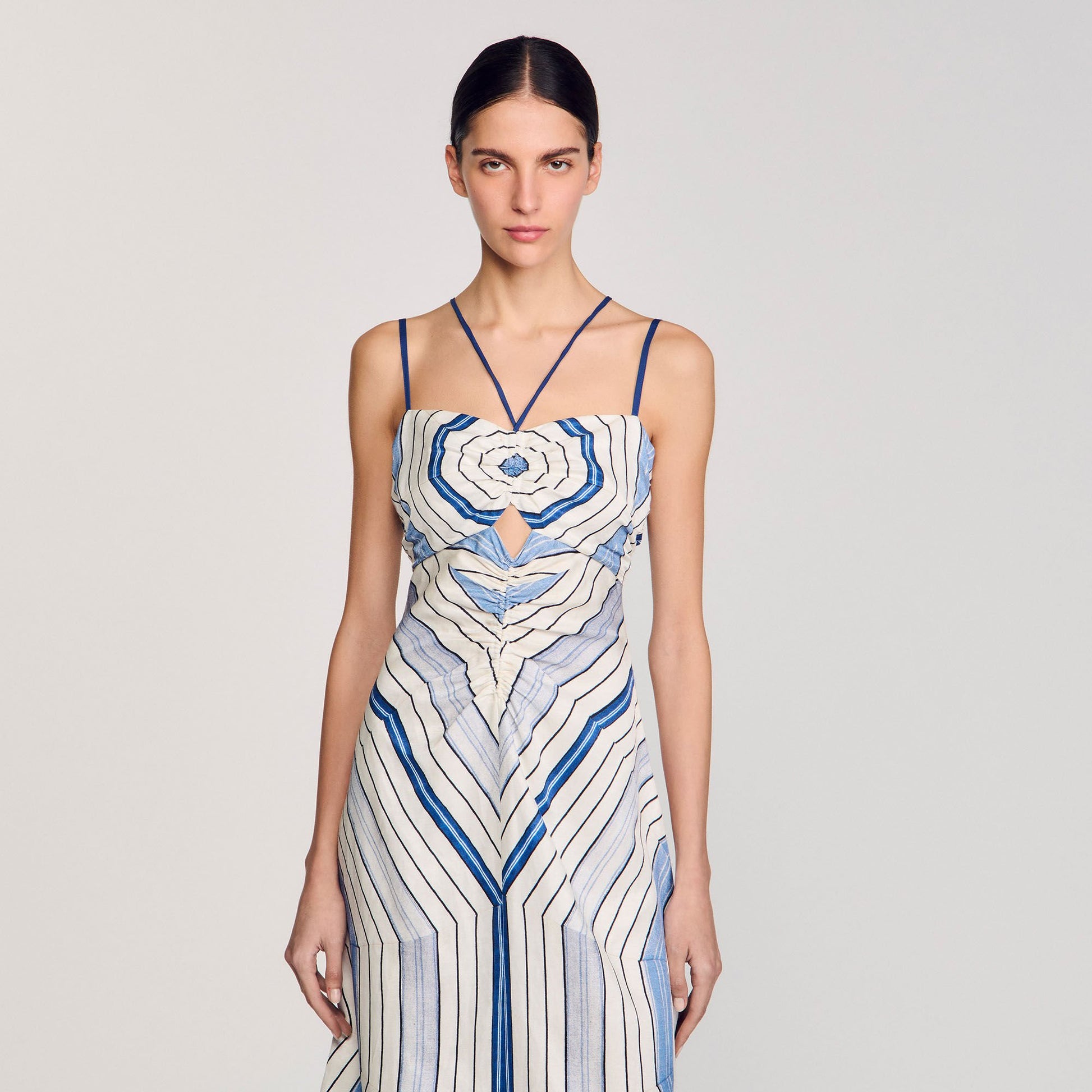 Sandro Spiral-motif maxi dress Sky Blue