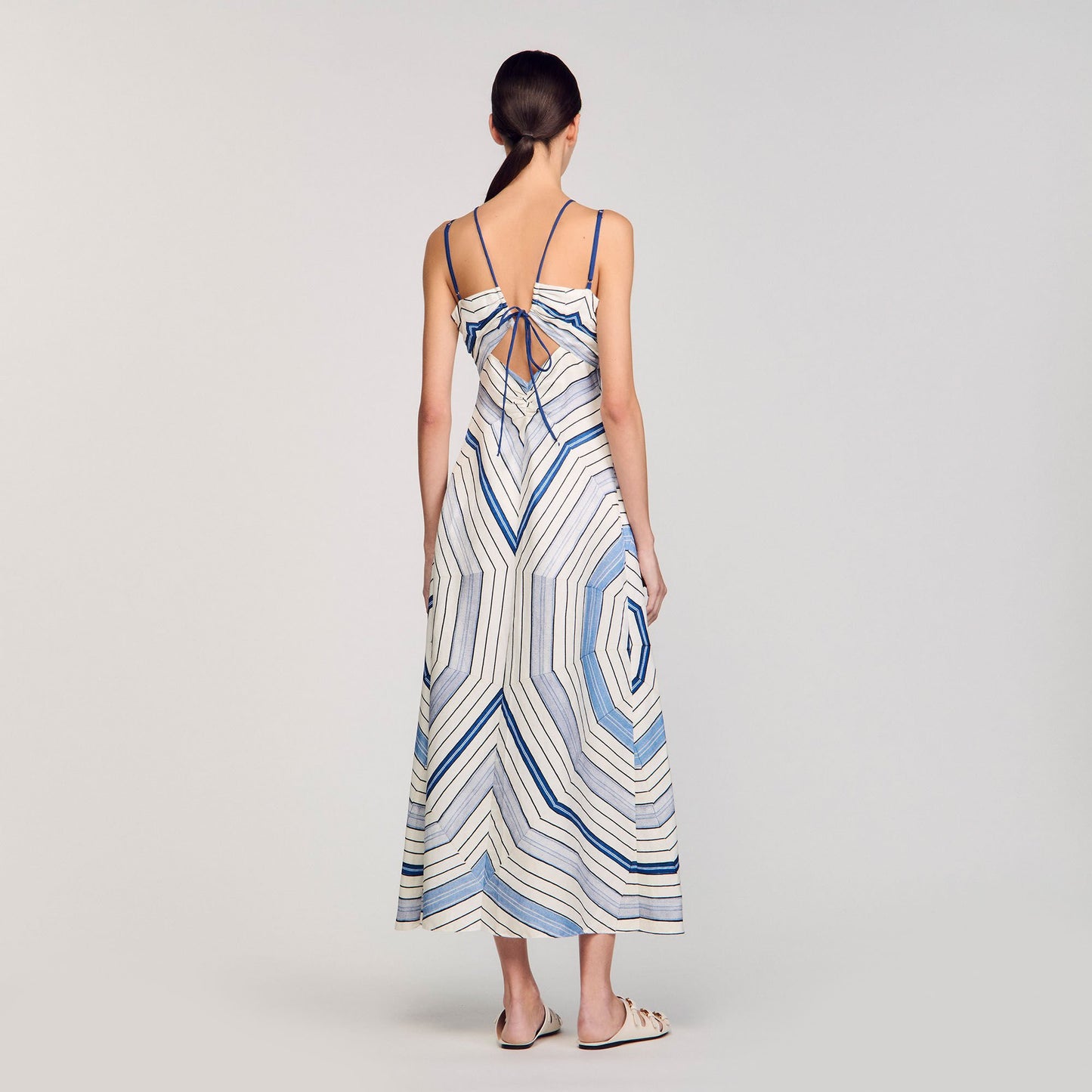 Sandro Spiral-motif maxi dress Sky Blue