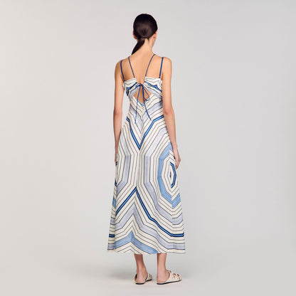 Sandro Spiral-motif maxi dress Sky Blue