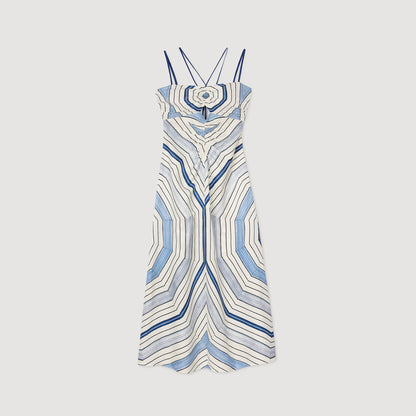 Sandro Spiral-motif maxi dress Sky Blue