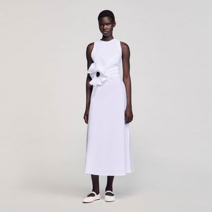 Sandro Ruffled sleeveless maxi dress White