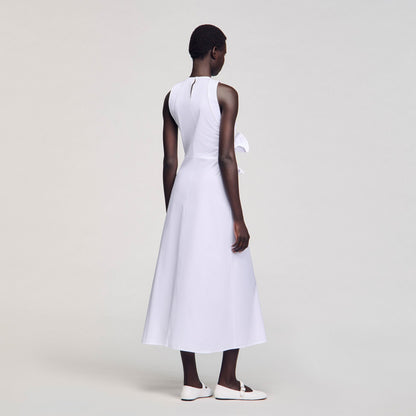 Sandro Ruffled sleeveless maxi dress White