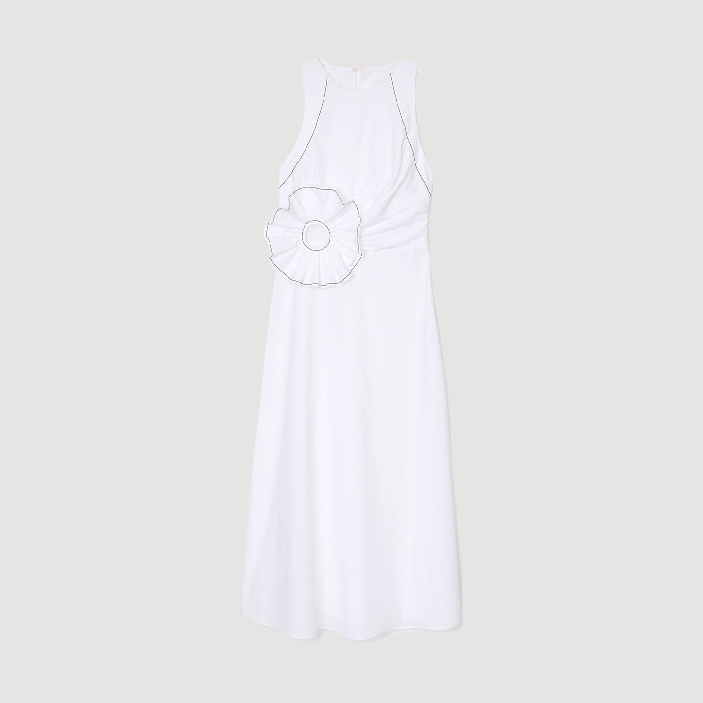 Sandro Ruffled sleeveless maxi dress White