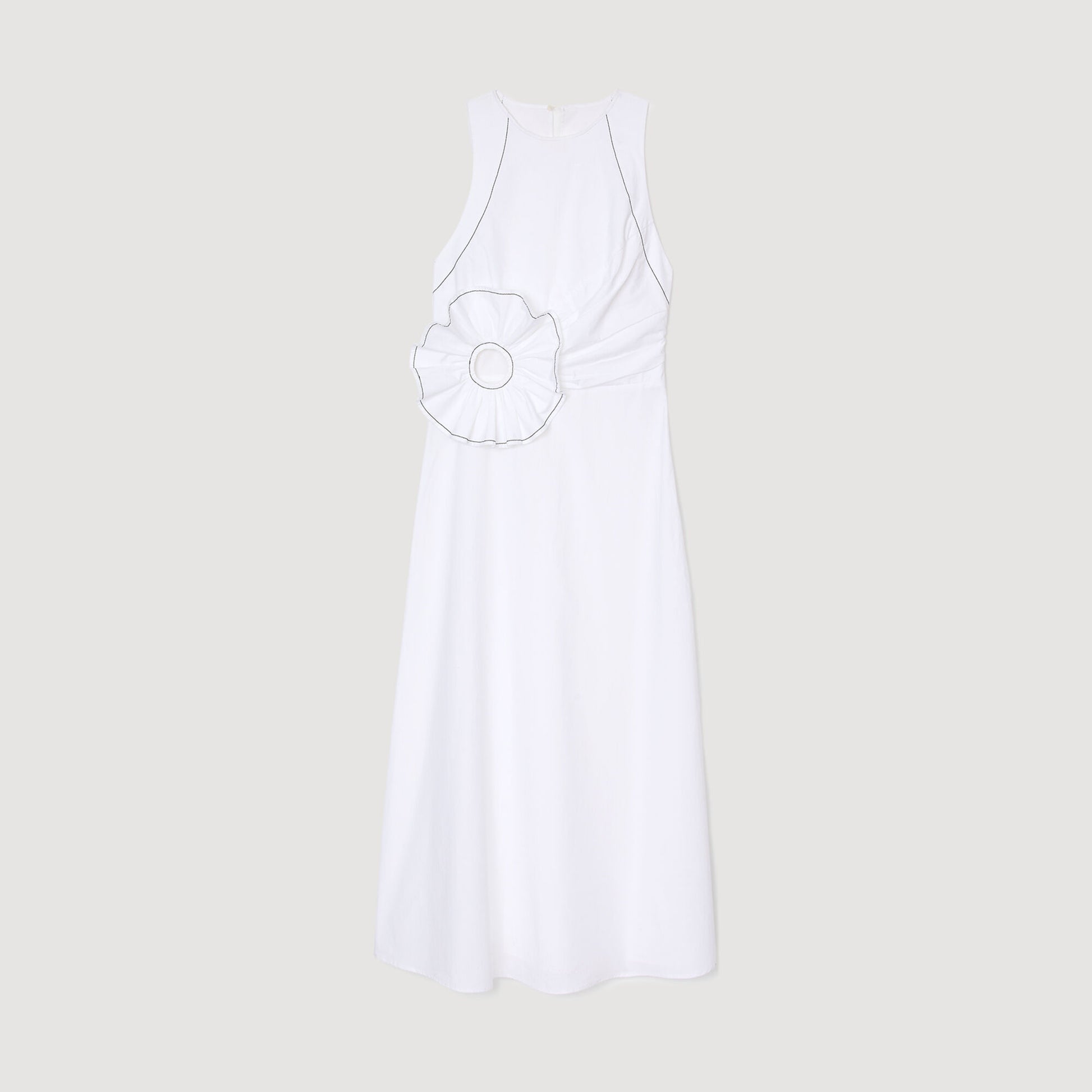 Sandro Ruffled sleeveless maxi dress White