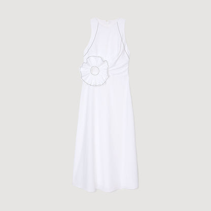 Sandro Ruffled sleeveless maxi dress White