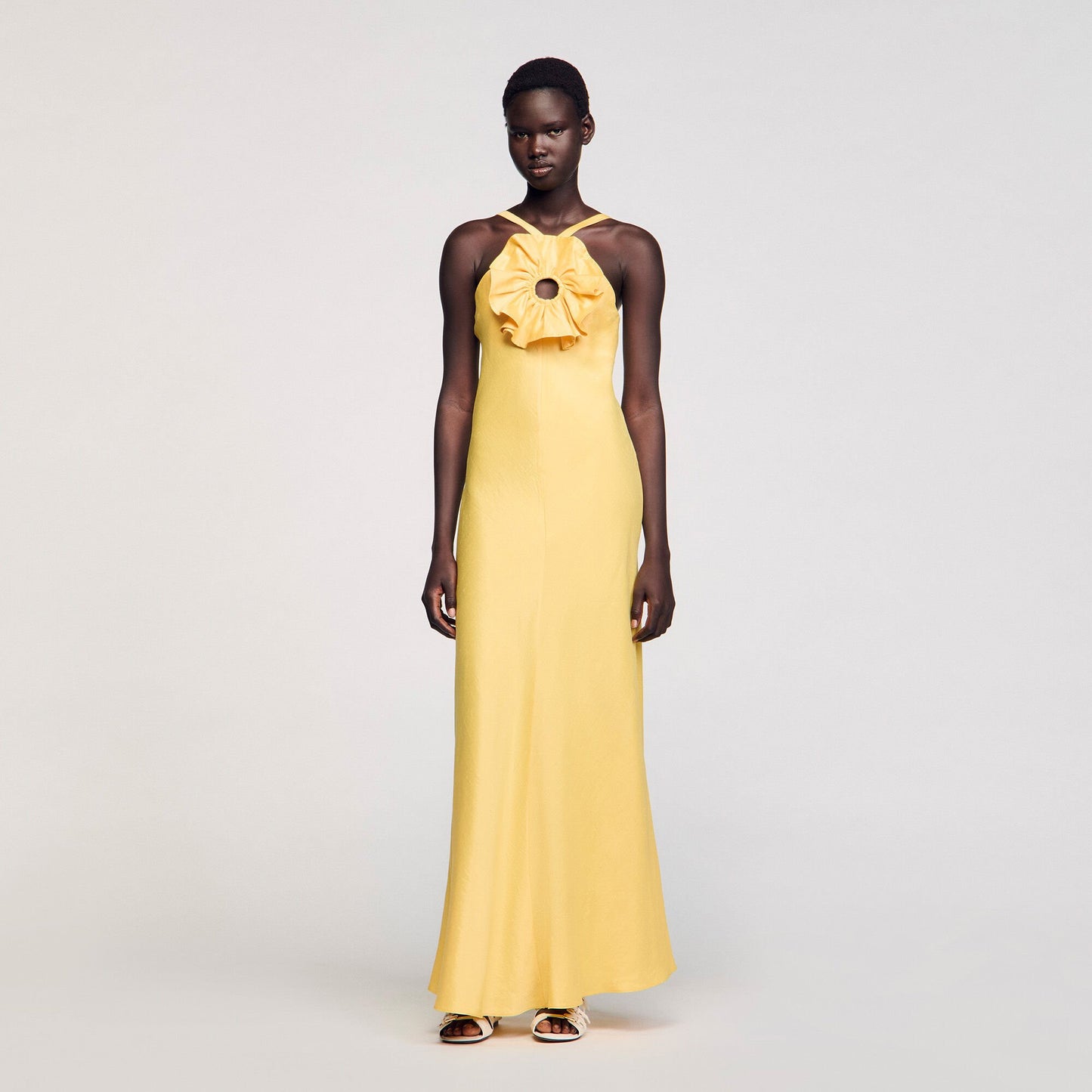 Sandro Floral detail maxi dress Straw