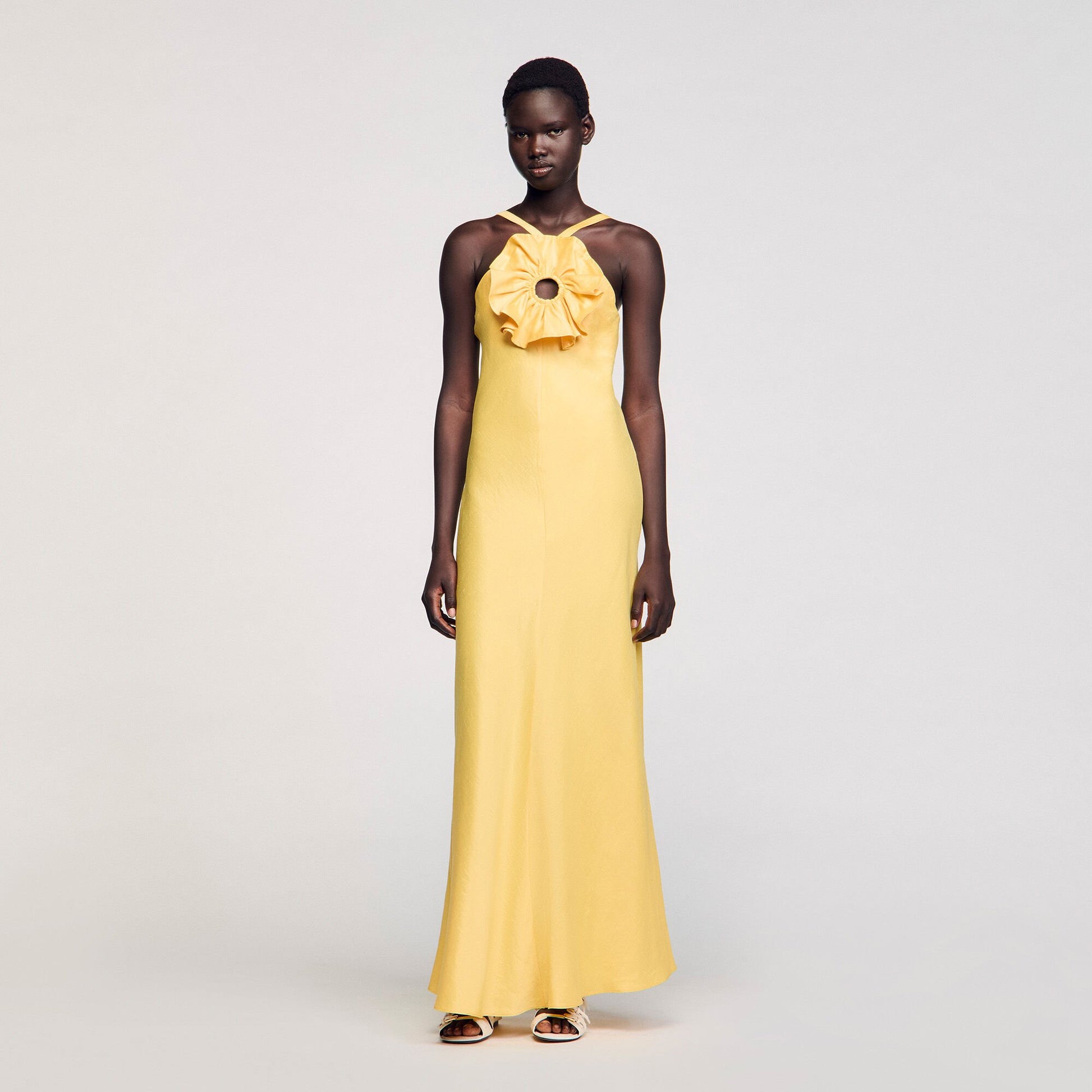 Sandro Floral detail maxi dress Straw