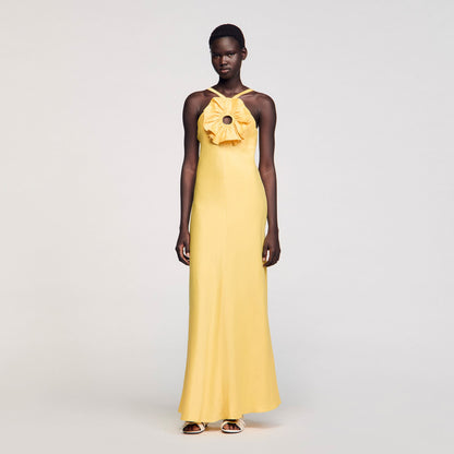 Sandro Floral detail maxi dress Straw