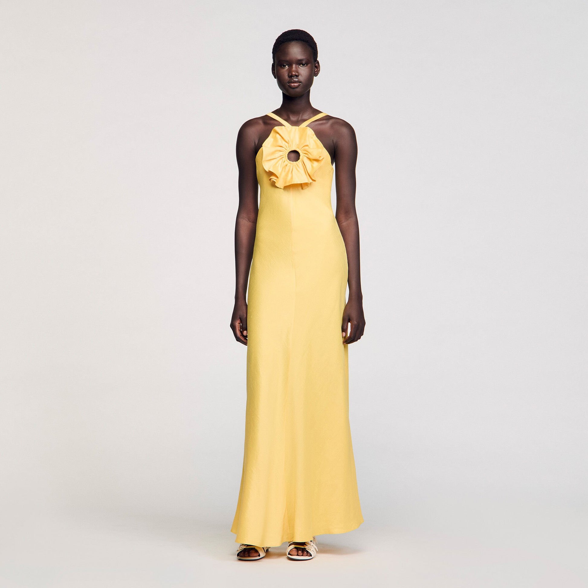 Sandro Floral detail maxi dress Straw