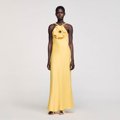 Sandro Floral detail maxi dress Straw