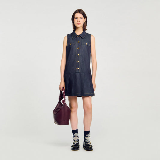 Sandro Mini denim dress Deep Blue