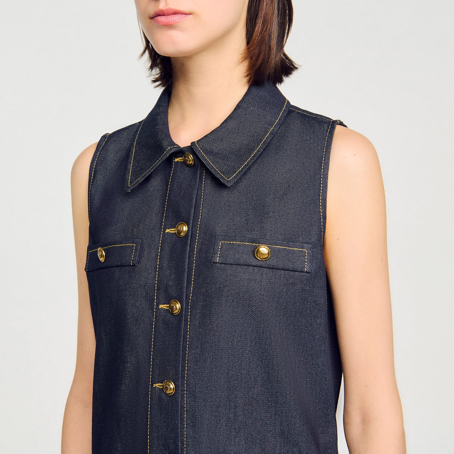 Sandro Mini denim dress Deep Blue
