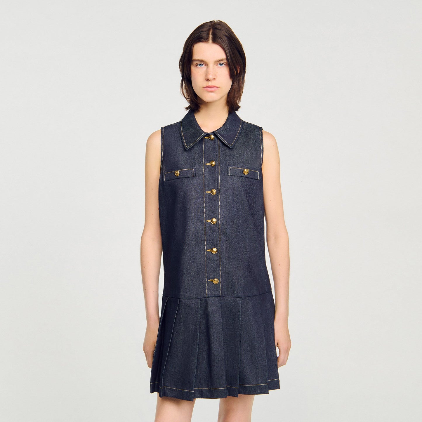 Sandro Mini denim dress Deep Blue
