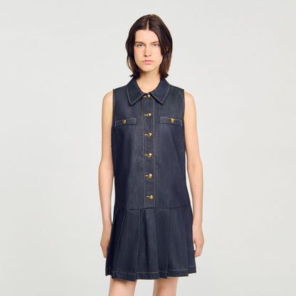 Sandro Mini denim dress Deep Blue